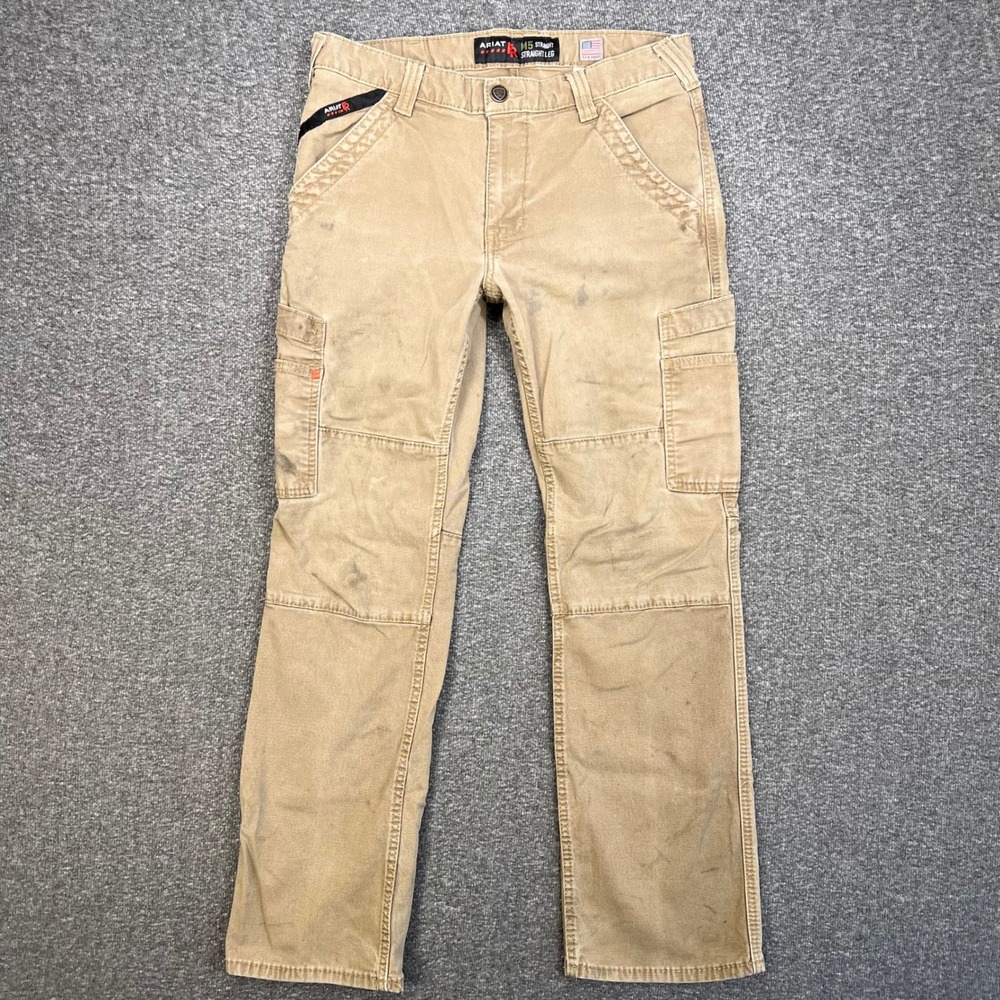 Ariat M5 FR Pants Mens 33x30 Khaki Straight Cargo Flame Resistant CAT2 Workwear